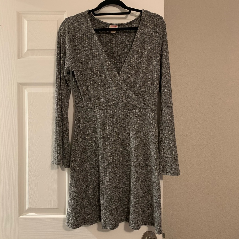 Grey and White Fit and Flare Dress